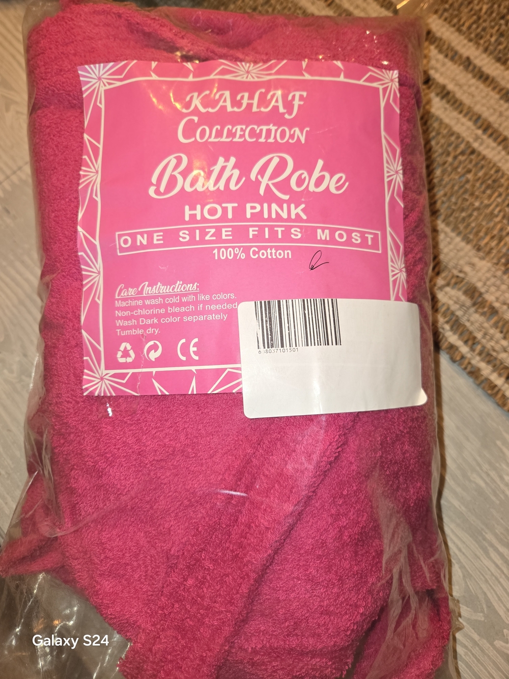 Hot Pink Cotton Bath Robe - One Size 100% Cotton New NWT